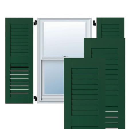 12W X 25H Exterior Real Wood Pine Open Louvered Shutters, Chrome Green PR